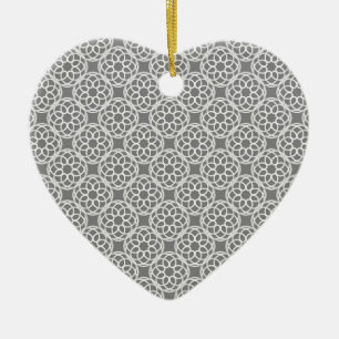 Grey White Geometric Seamless Pattern Ceramic Ornament