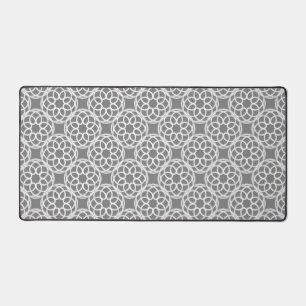 Grey White Geometric Seamless Pattern Desk Mat