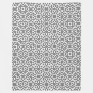 Grey White Geometric Seamless Pattern Fleece Blanket