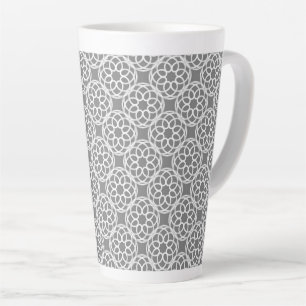 Grey White Geometric Seamless Pattern Latte Mug