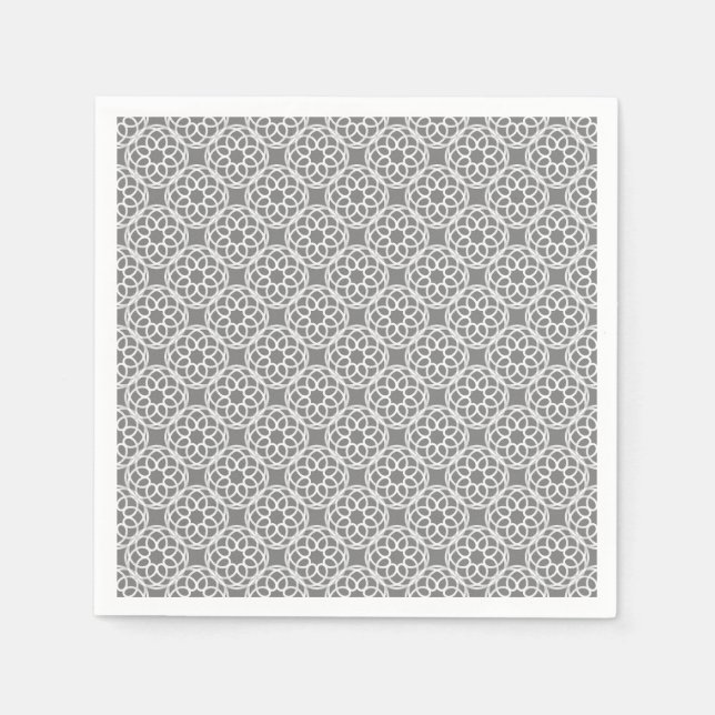 Grey White Geometric Seamless Pattern Napkin (Front)