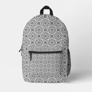Grey White Geometric Seamless Pattern Printed Backpack