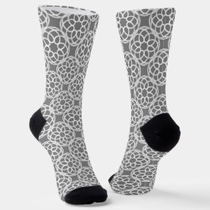 Grey White Geometric Seamless Pattern Socks