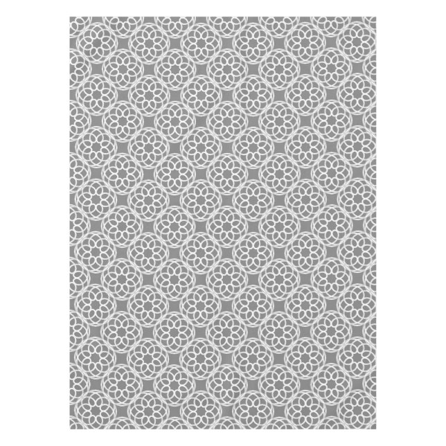 Grey White Geometric Seamless Pattern Tablecloth (Front)