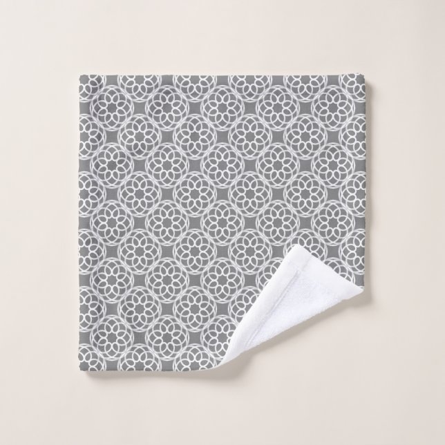 Grey White Geometric Seamless Pattern Wash Cloth (Wash Cloth)