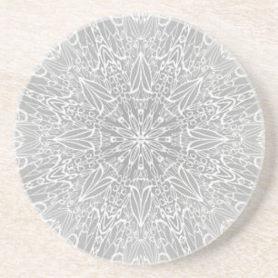 Grey white geometric star wheel coaster