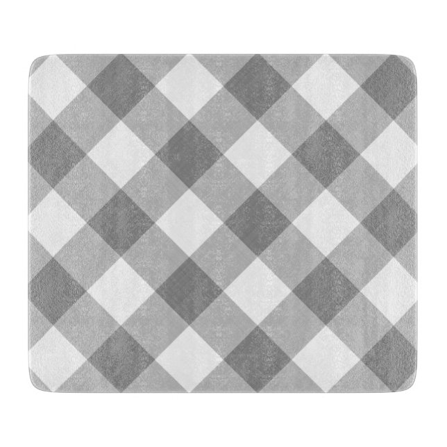 Grey White Gingham Modern Country Cutting Board (Front)