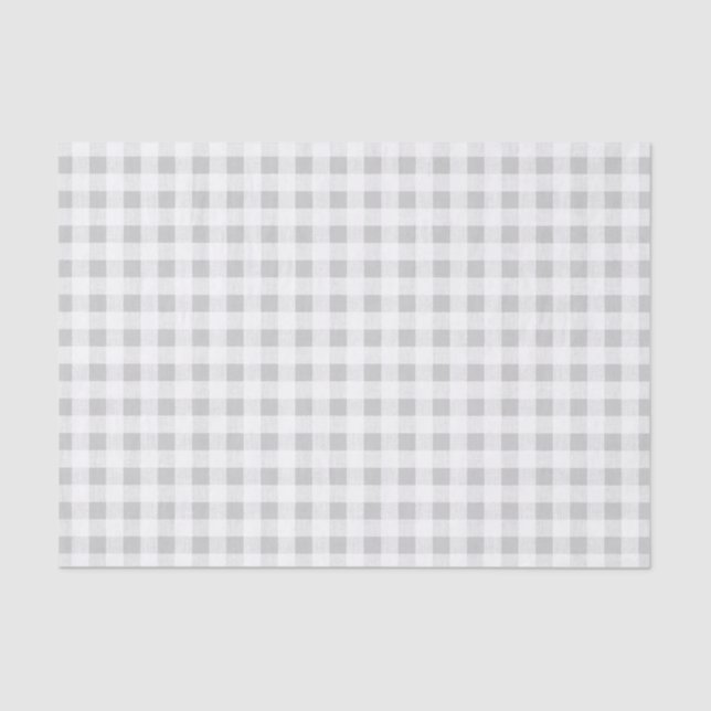 Grey White Gingham Pattern Tissue Paper (Front)
