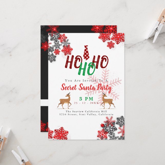 Grey White Glitter Sparkles Merry Christmas Custom Invitation (Front/Back In Situ)