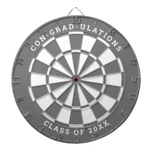 Grey & White Graduation   Custom Text Dartboard