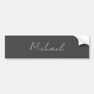 Grey White Handwritten Minimalist Your Name Bumper Sticker