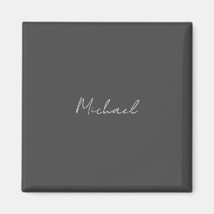 Grey White Handwritten Minimalist Your Name Magnet