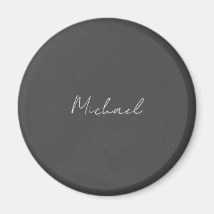 Grey White Handwritten Minimalist Your Name Magnet
