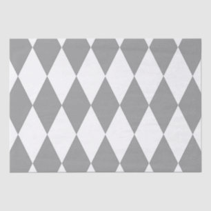 Grey White Harlequin Diamonds Pattern Design  Tissue Paper