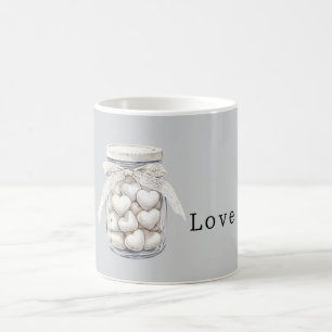 Grey White Hearts   Coffee Mug