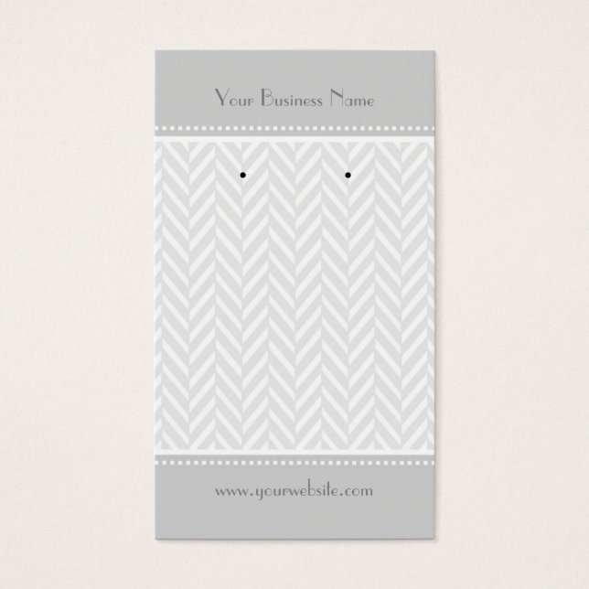 Grey White Herringbone Earring Cards (Front)