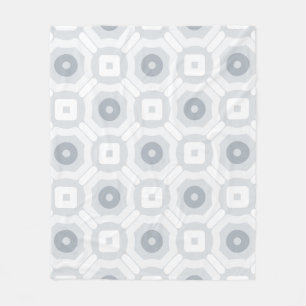 Grey White Hexagon Circle Scandinavian Pattern  Fleece Blanket