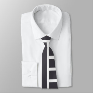 Grey White Horizontal Vertical Stripes Tie