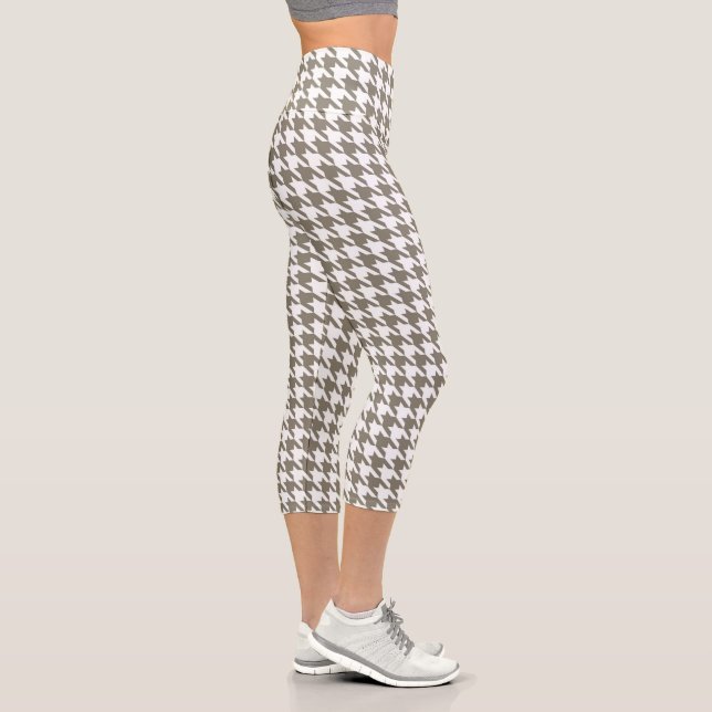 Grey & White Houndstooth  Capri Leggings (Right)