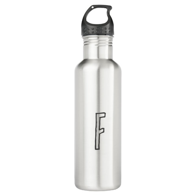 Grey & White Initial Letter Monogrammed Plain 710 Ml Water Bottle (Front)