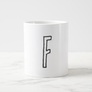 Grey & White Initial Letter Monogrammed Plain Large Coffee Mug