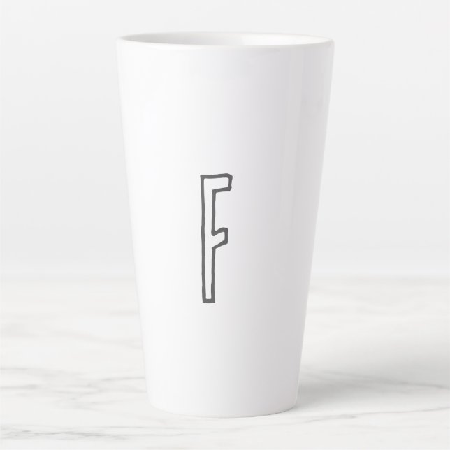 Grey & White Initial Letter Monogrammed Plain Latte Mug (Front)