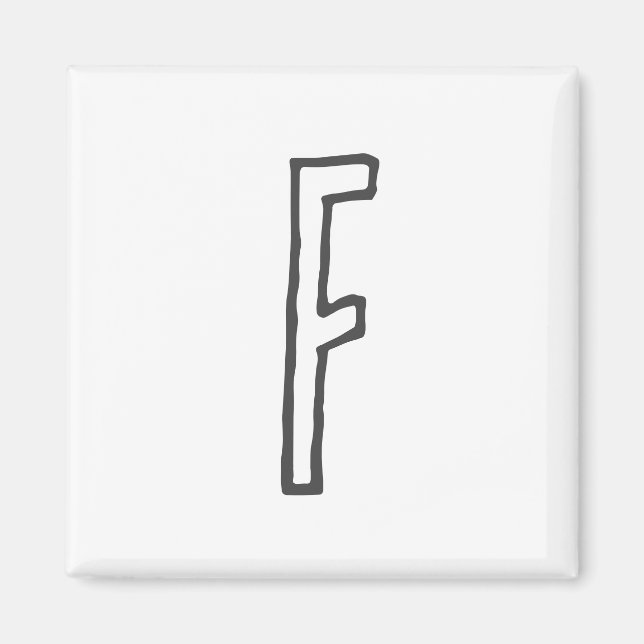 Grey & White Initial Letter Monogrammed Plain Magnet (Front)