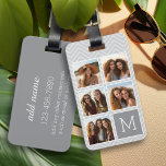 Grey White Instagram 5 Photo Collage Monogram Luggage Tag<br><div class="desc">Background includes an optional chevron Pattern - Use five square photos to create a unique and personal gift. If you need to adjust the pictures,  click on the customise tool to make changes.</div>