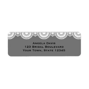 Grey, White Lace Return Address Label