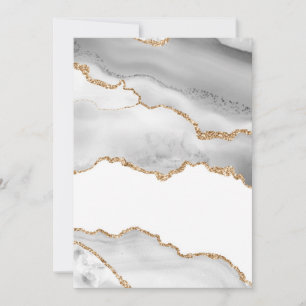 Grey White Marble Agate Elegant Golden Glitter Thank You Card