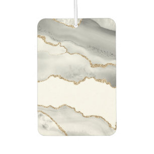 Grey White Marble Agate Refined Golden Glitter Car Air Freshener