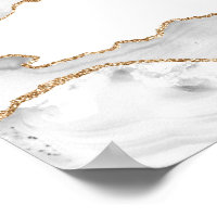 Grey White Marble Agate Refined Golden Glitter