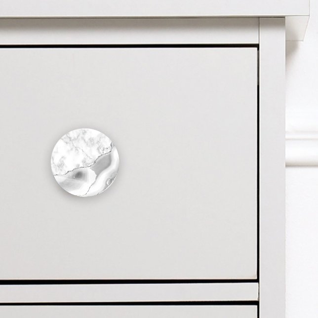 Grey White Marble Agate Silver Glitter Ceramic Knob (Creator Uploaded)