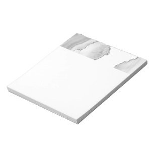 Grey White Marble Agate Simple Silver Sparkle Notepad