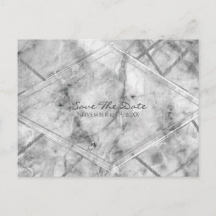 Grey & White Marble Glam Elegant Save the Date Announcement Postcard