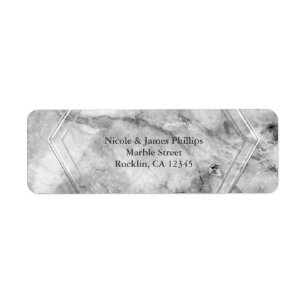 Grey & White Marble Glam Wedding Invitation Return Address Label