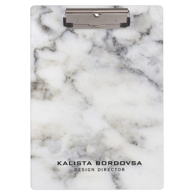 Grey & White Marble Stone Clipboard (Front)