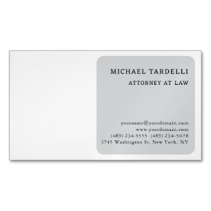 Grey White Minimalist Classical Professional Magnetic Business Card