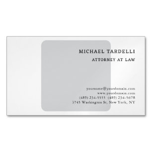 Grey White Minimalist Classical Professional Magnetic Business Card