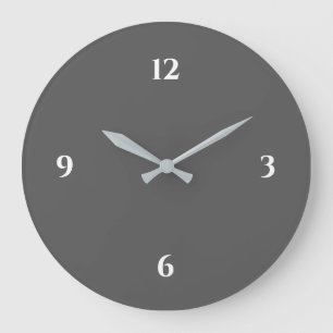 Grey & White Minimalist Large Clock