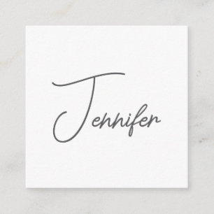 Grey White Modern Minimalist Handwriting Name Enclosure Card