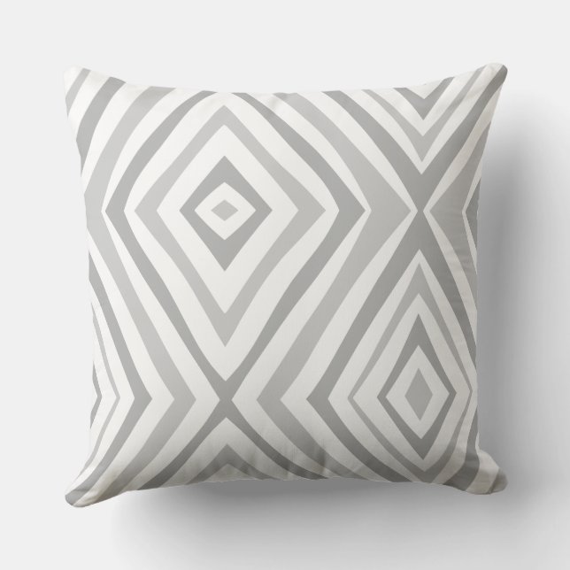 Grey White Modern Simple Square Cushion (Back)