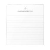 Grey & White Monogram Lined Notepad (Front)