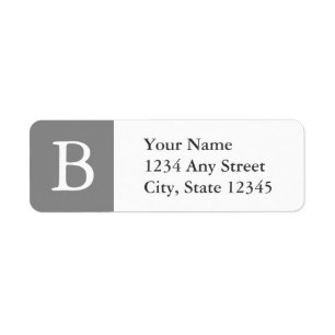 Grey & White Monogrammed Address Labels