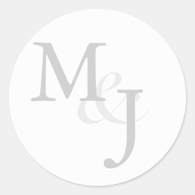 Grey & White Monogrammed Wedding Envelope Seals (Front)