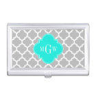 Grey White Moroccan #5 Brt Aqua 3 Initial Monogram
