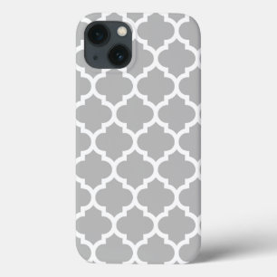 Grey White Moroccan Quatrefoil Pattern #5 V iPhone 13 Case