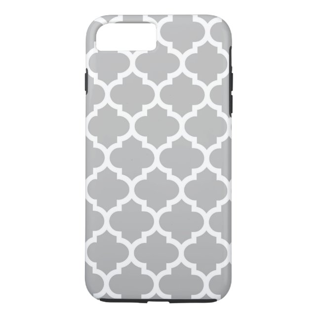 Grey White Moroccan Quatrefoil Pattern #5 V Case-Mate iPhone Case (Back)