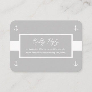  Grey White Nautical Pattern Website Wedding RSVP Enclosure Card