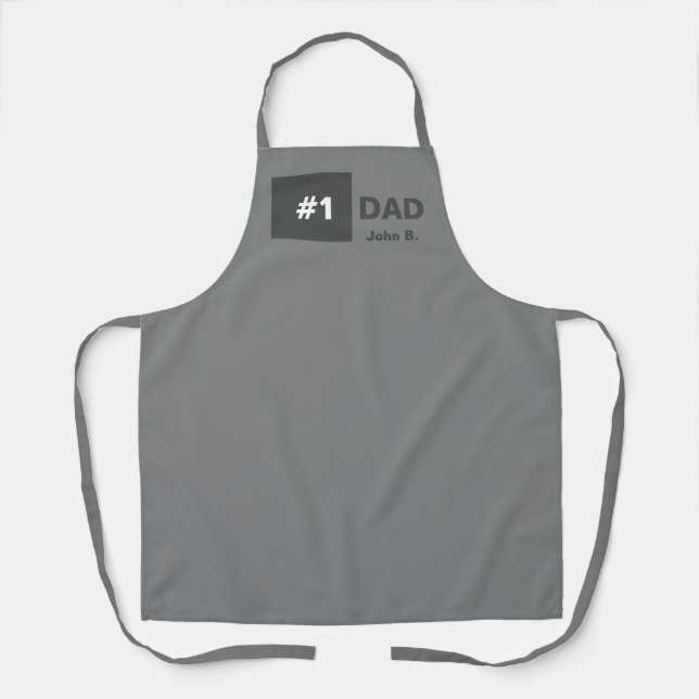 Grey White Number One Dad  Apron (Front)